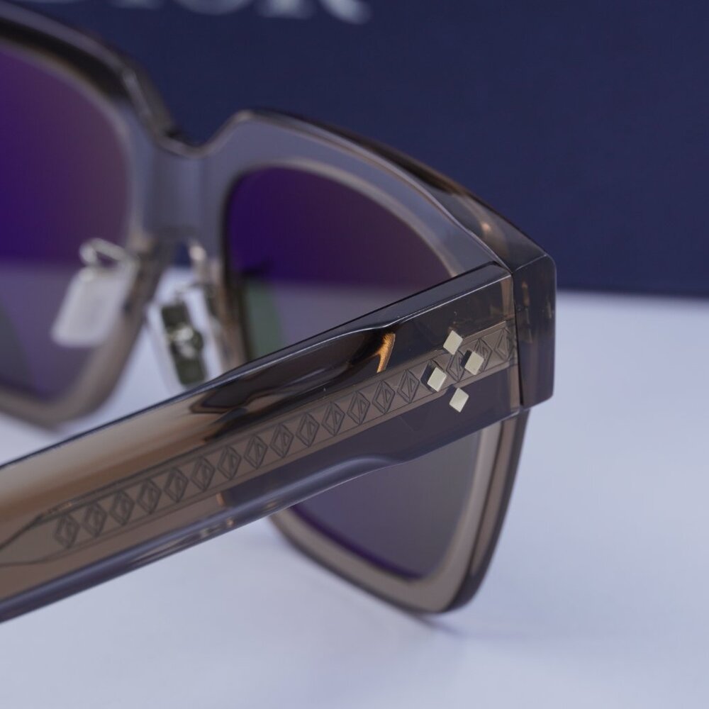 Dior CD DIAMOND S3F 64C0 Square Sunglasses - Transparent Brown/Green - Picture 6 of 10